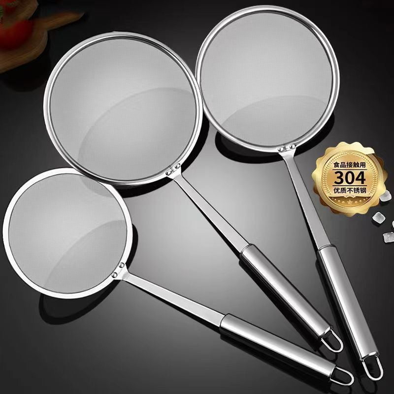 Stainless steel filter spoon, kitchen oil strainer, soy milk strainer, oil filter to remove oil residue, extra fine [100 mesh].