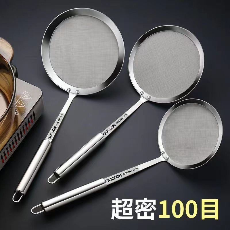 Stainless steel filter spoon, kitchen oil strainer, soy milk strainer, oil filter to remove oil residue, extra fine [100 mesh].