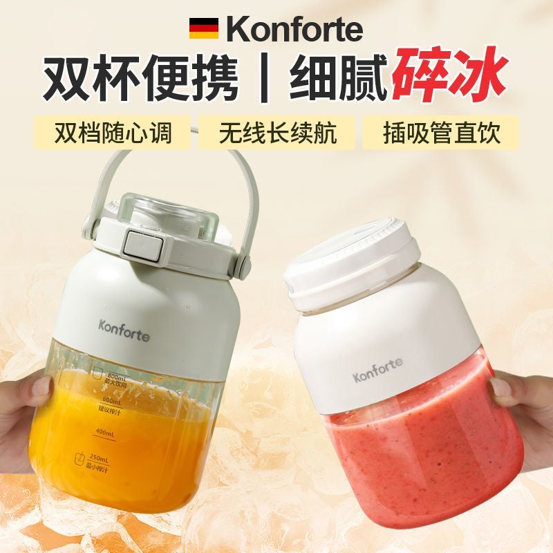 KONFORTE German-made large-capacity cordless portable juicer with crushable ice cup, multi-functional fresh juicer.