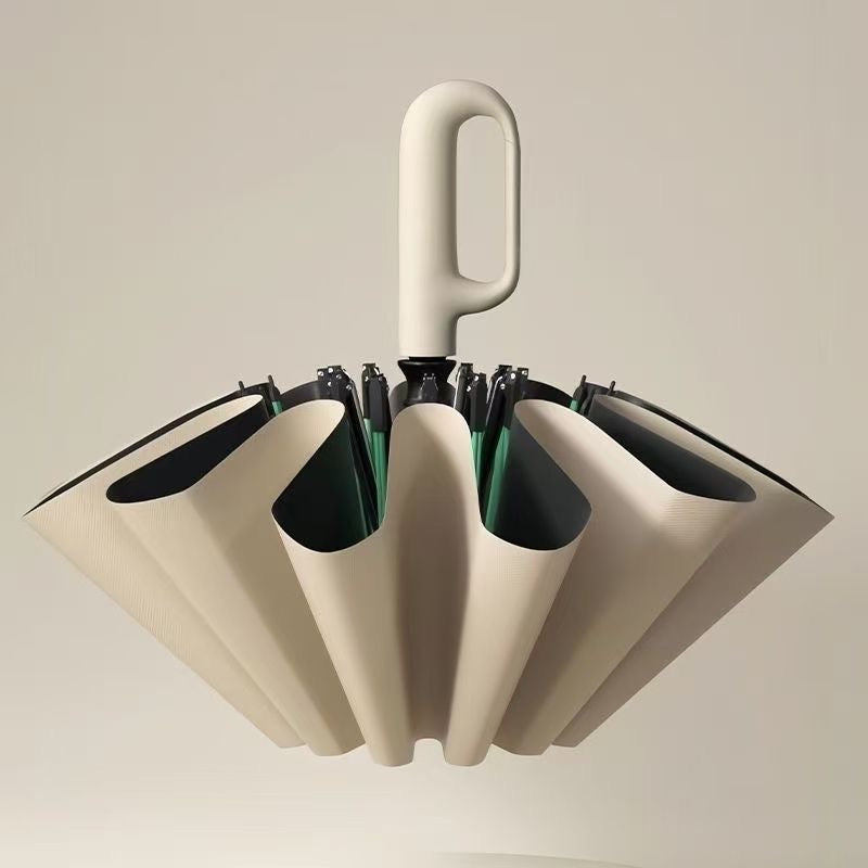 Reinforced, wind-resistant, rain-proof, sun-protective, UV-protective, fully automatic, ring-lock type umbrella for golf.