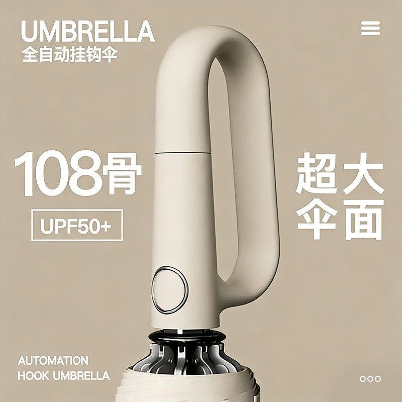 Reinforced, wind-resistant, rain-proof, sun-protective, UV-protective, fully automatic, ring-lock type umbrella for golf.