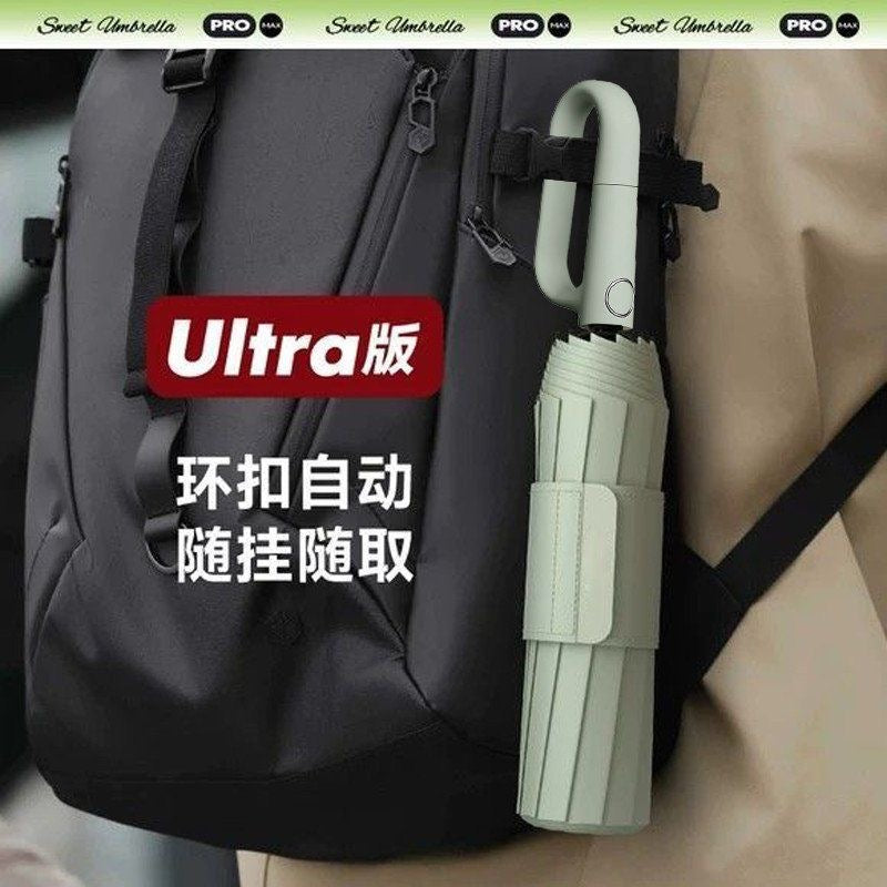 Reinforced, wind-resistant, rain-proof, sun-protective, UV-protective, fully automatic, ring-lock type umbrella for golf.