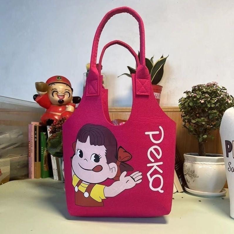 New large-capacity printed cartoon felt tote bag/shopping bag, super cute!