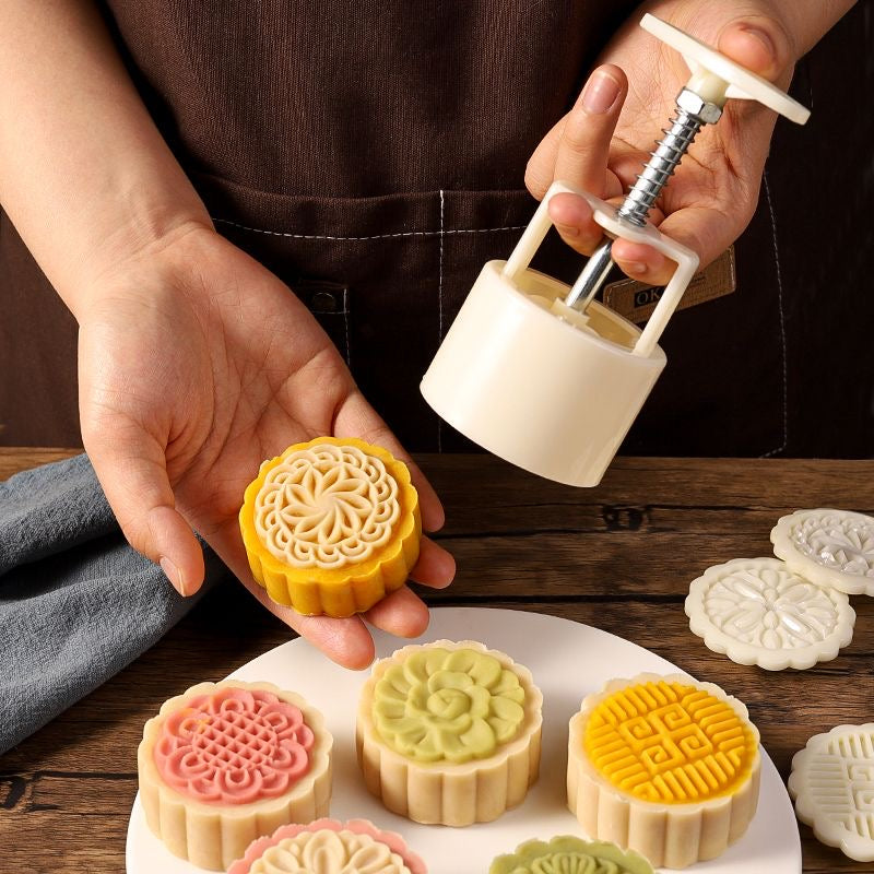 Large mooncake mold, 75g, hand-pressed, suitable for home and commercial use, 100g five-nut filling, 125g snow skin filling, traditional Cantonese embossing mold.