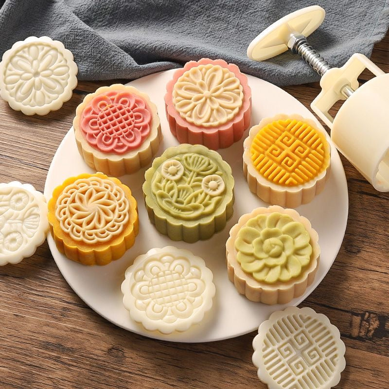 Large mooncake mold, 75g, hand-pressed, suitable for home and commercial use, 100g five-nut filling, 125g snow skin filling, traditional Cantonese embossing mold.