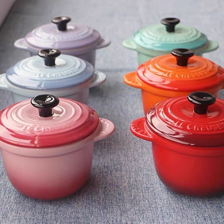 LECREUSET Ceramic Enamel Pot (French Style) - Suitable for Bird's Nest Stewing, Rice Cooker, and Soup Stewing with Lid