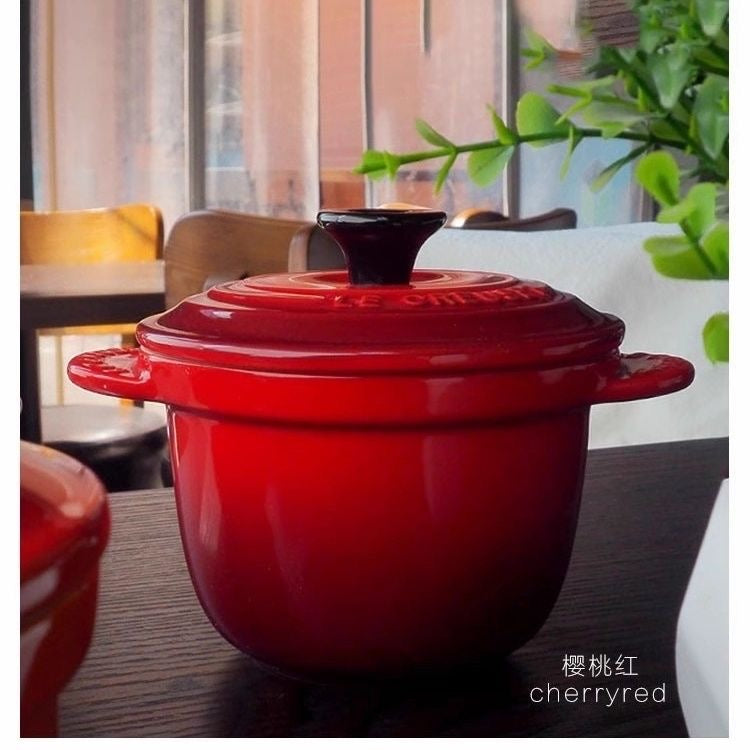 LECREUSET Ceramic Enamel Pot (French Style) - Suitable for Bird's Nest Stewing, Rice Cooker, and Soup Stewing with Lid