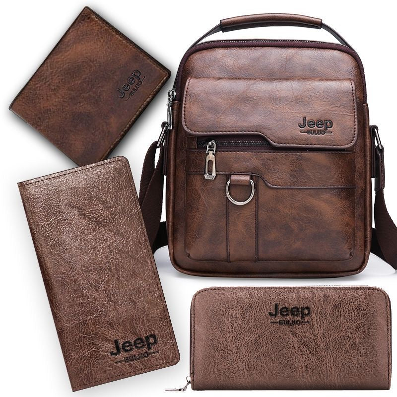 Men's crossbody bag, PU leather, business travel/commuting shoulder bag, export/cross-border, European and American retro handbag, hot-selling style.