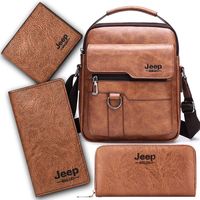Men's crossbody bag, PU leather, business travel/commuting shoulder bag, export/cross-border, European and American retro handbag, hot-selling style.
