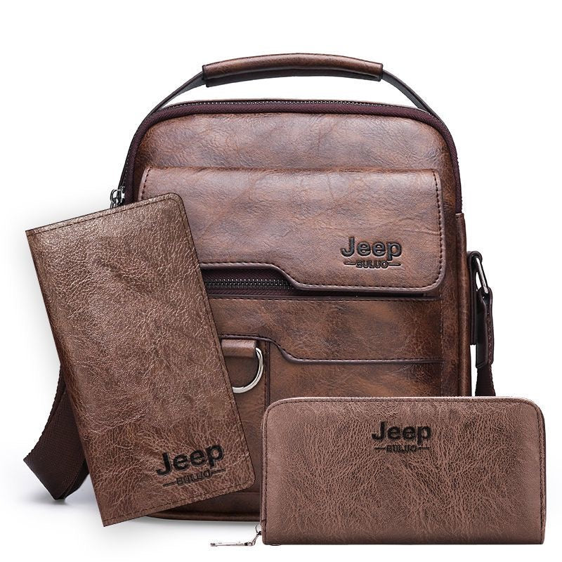 Men's crossbody bag, PU leather, business travel/commuting shoulder bag, export/cross-border, European and American retro handbag, hot-selling style.