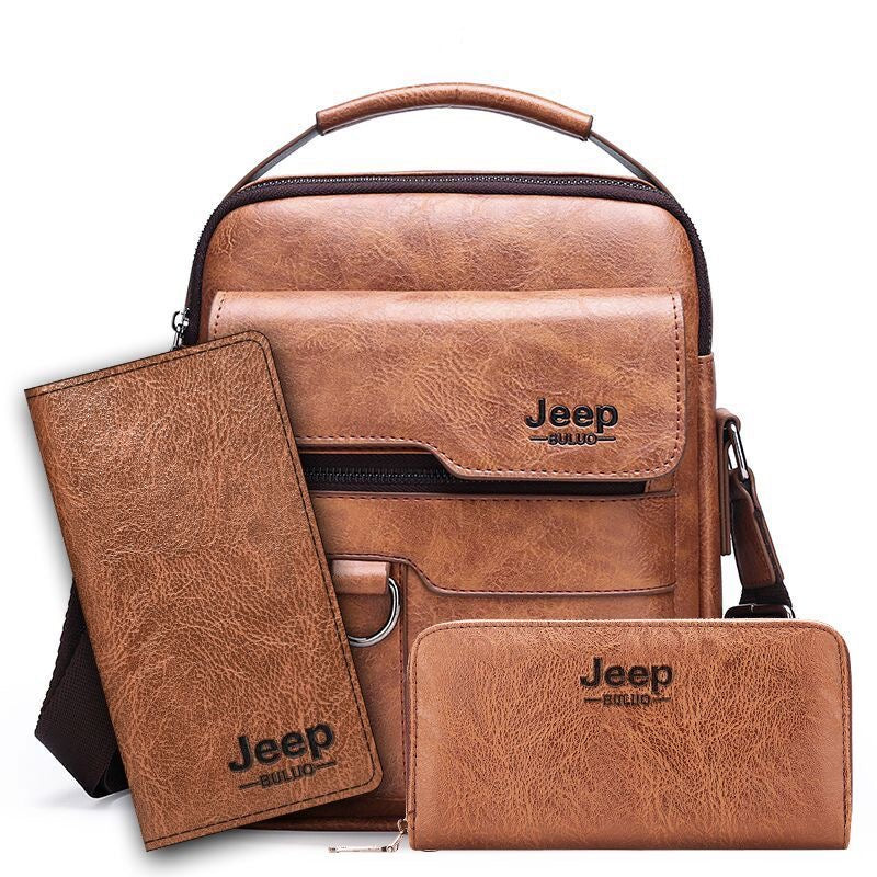 Men's crossbody bag, PU leather, business travel/commuting shoulder bag, export/cross-border, European and American retro handbag, hot-selling style.