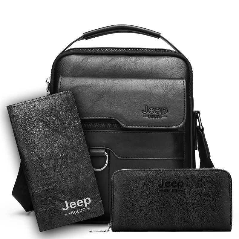 Men's crossbody bag, PU leather, business travel/commuting shoulder bag, export/cross-border, European and American retro handbag, hot-selling style.