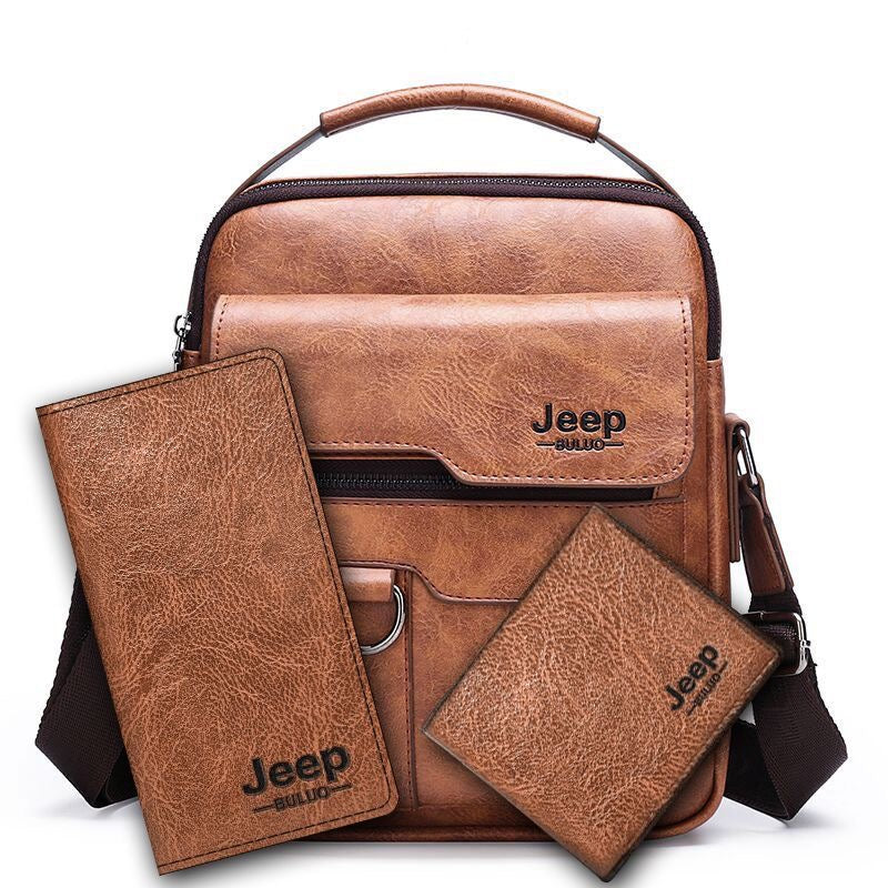 Men's crossbody bag, PU leather, business travel/commuting shoulder bag, export/cross-border, European and American retro handbag, hot-selling style.
