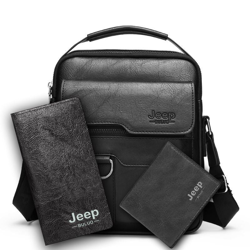 Men's crossbody bag, PU leather, business travel/commuting shoulder bag, export/cross-border, European and American retro handbag, hot-selling style.