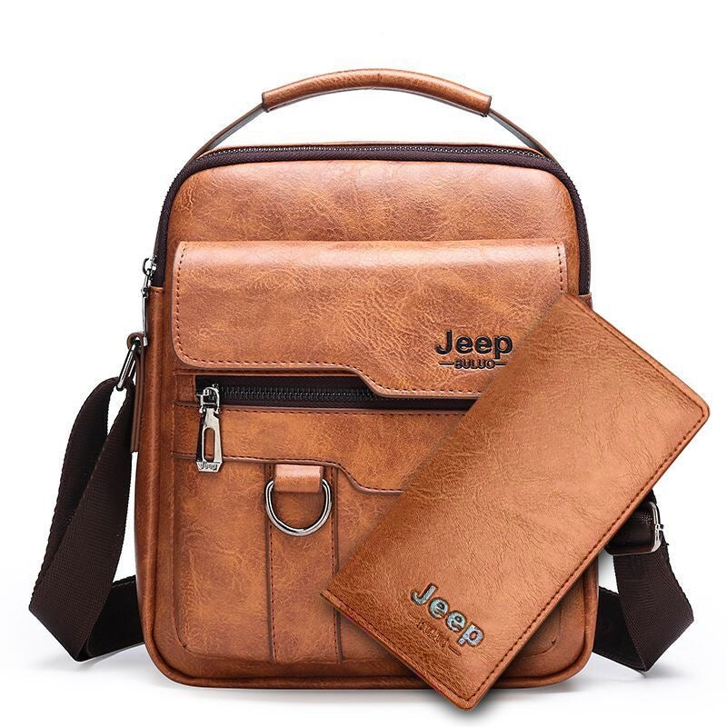 Men's crossbody bag, PU leather, business travel/commuting shoulder bag, export/cross-border, European and American retro handbag, hot-selling style.