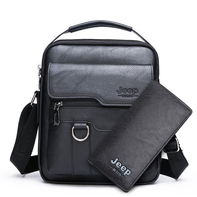 Men's crossbody bag, PU leather, business travel/commuting shoulder bag, export/cross-border, European and American retro handbag, hot-selling style.