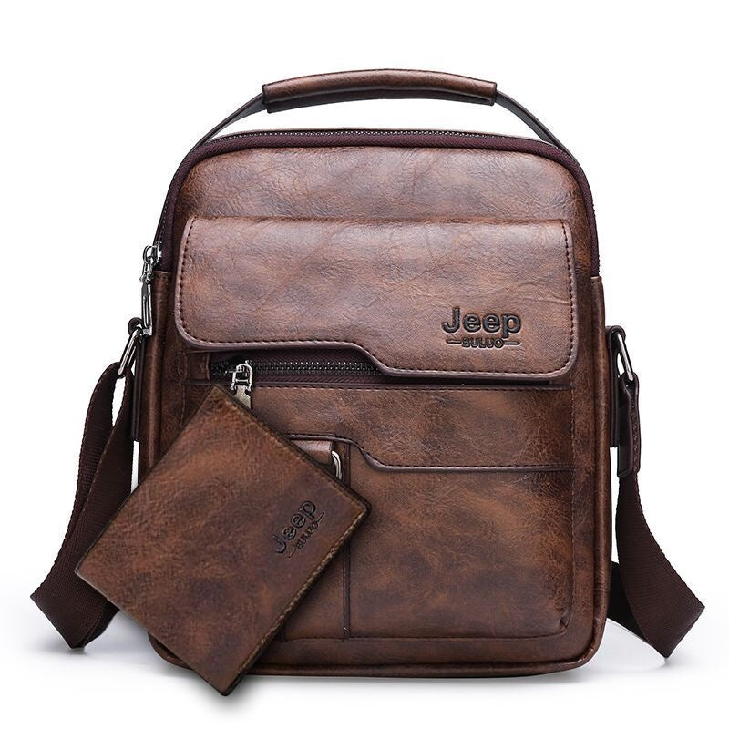 Men's crossbody bag, PU leather, business travel/commuting shoulder bag, export/cross-border, European and American retro handbag, hot-selling style.