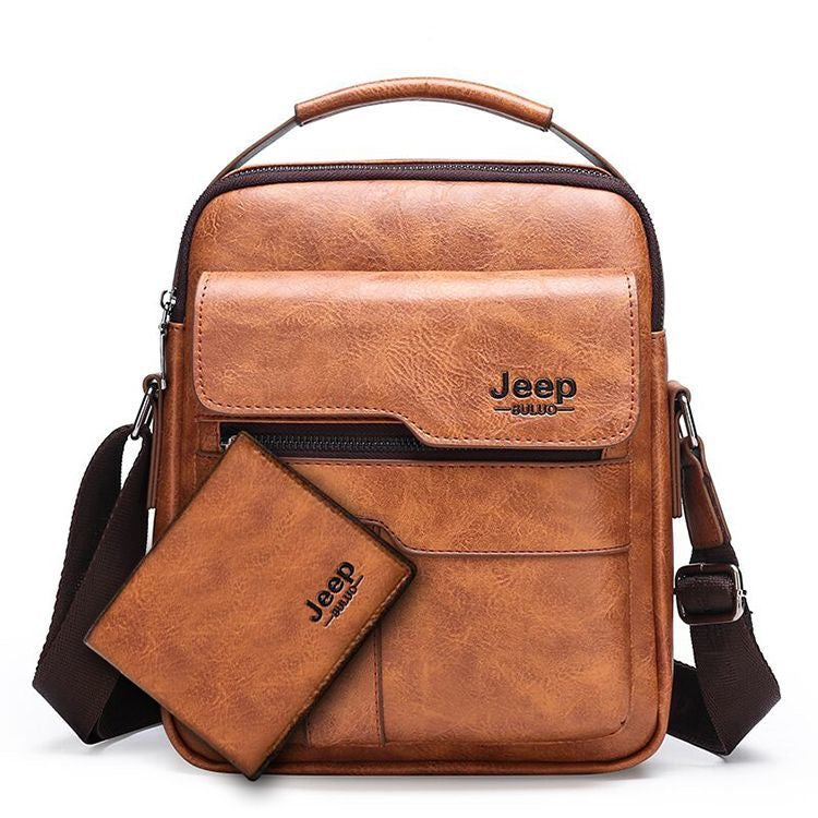 Men's crossbody bag, PU leather, business travel/commuting shoulder bag, export/cross-border, European and American retro handbag, hot-selling style.