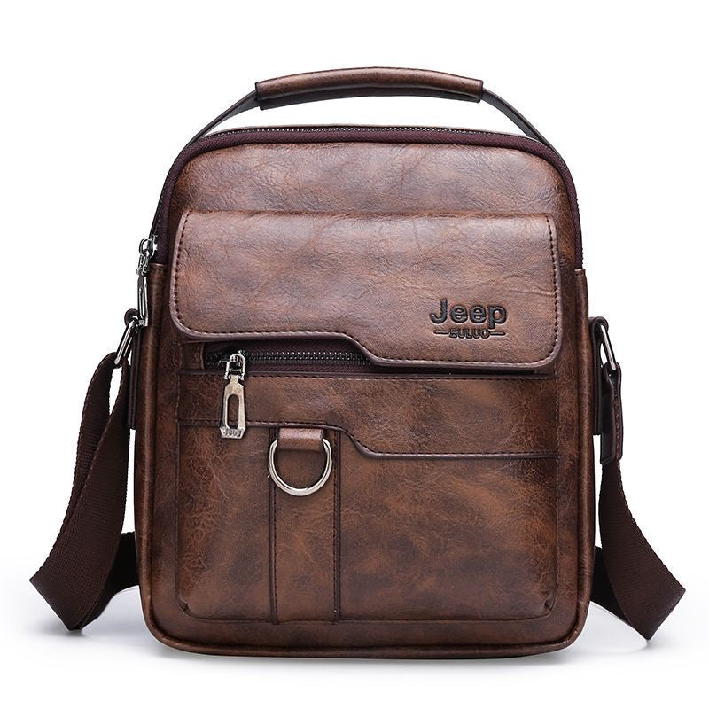 Men's crossbody bag, PU leather, business travel/commuting shoulder bag, export/cross-border, European and American retro handbag, hot-selling style.
