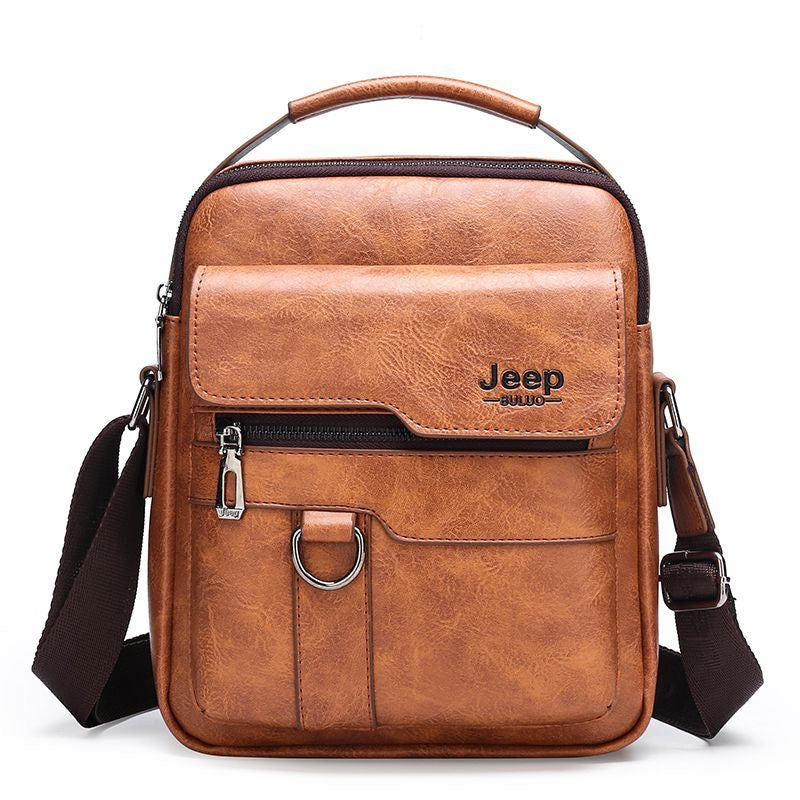 Men's crossbody bag, PU leather, business travel/commuting shoulder bag, export/cross-border, European and American retro handbag, hot-selling style.
