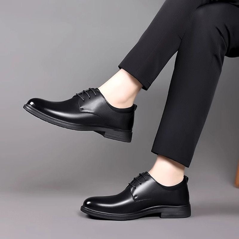 Euron Woodpecker New Business Casual Leather Shoes for Men, Youth, Korean Style, British Formal Wear, Breathable, Height Increasing