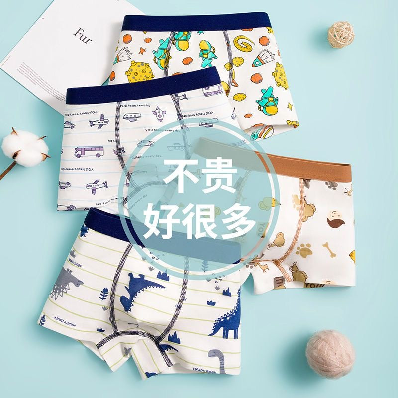 Boys' cotton boxer briefs, baby shorts, cartoon-themed underwear for teenagers and older boys.