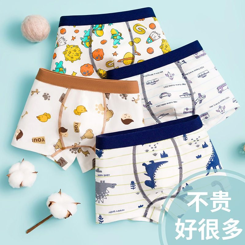 Boys' cotton boxer briefs, baby shorts, cartoon-themed underwear for teenagers and older boys.