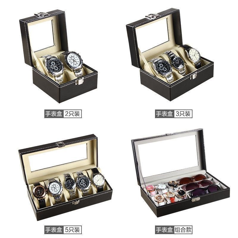 Bracelet and watch storage box with lock, compartments, and transparent design; suitable for storing antique bracelets and beaded jewelry.