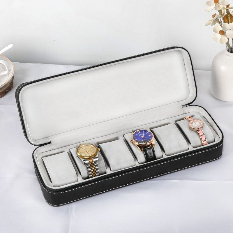 Bracelet and watch storage box with lock, compartments, and transparent design; suitable for storing antique bracelets and beaded jewelry.