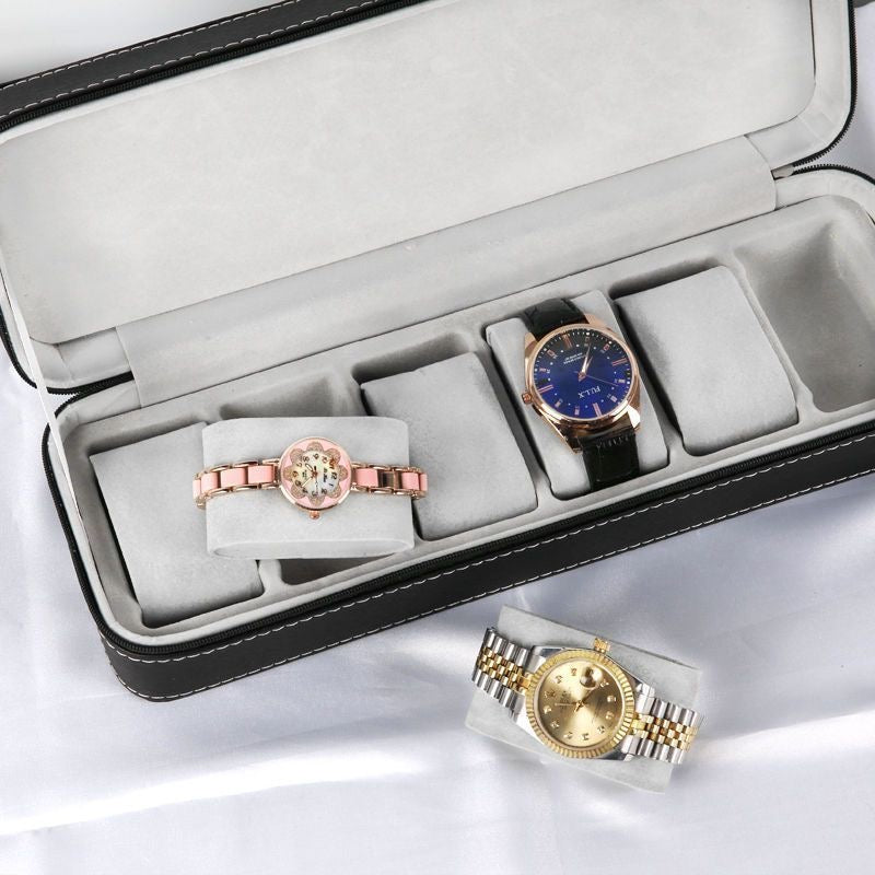 Bracelet and watch storage box with lock, compartments, and transparent design; suitable for storing antique bracelets and beaded jewelry.