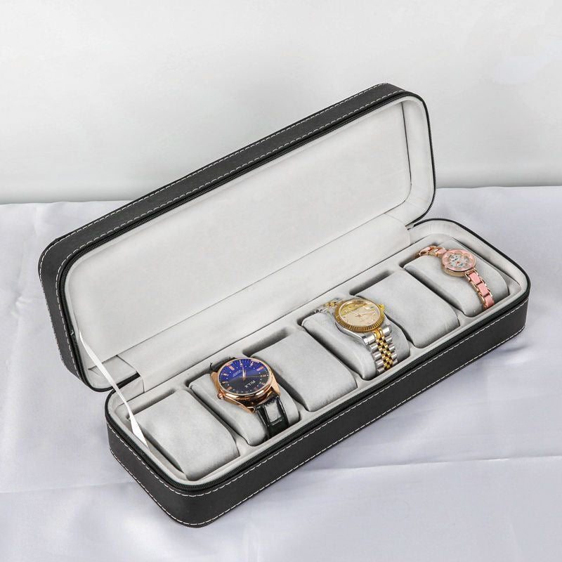 Bracelet and watch storage box with lock, compartments, and transparent design; suitable for storing antique bracelets and beaded jewelry.