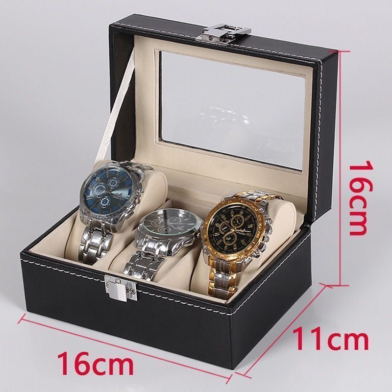 Bracelet and watch storage box with lock, compartments, and transparent design; suitable for storing antique bracelets and beaded jewelry.