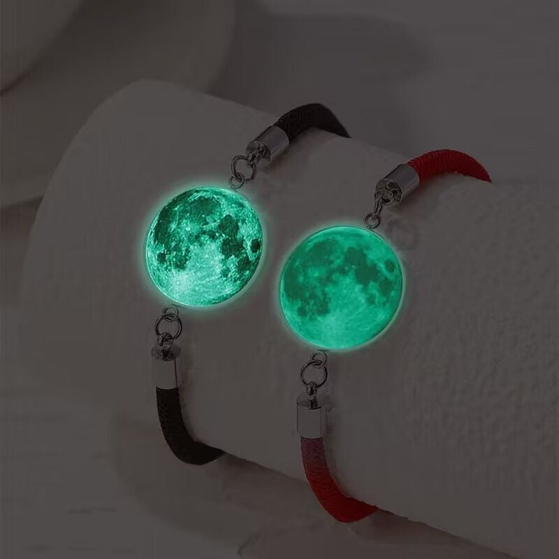 Trendy stainless steel bracelet with sun and moon design, perfect for lovers and friends, woven hand rope, Valentine's Day couple glow-in-the-dark bracelet.