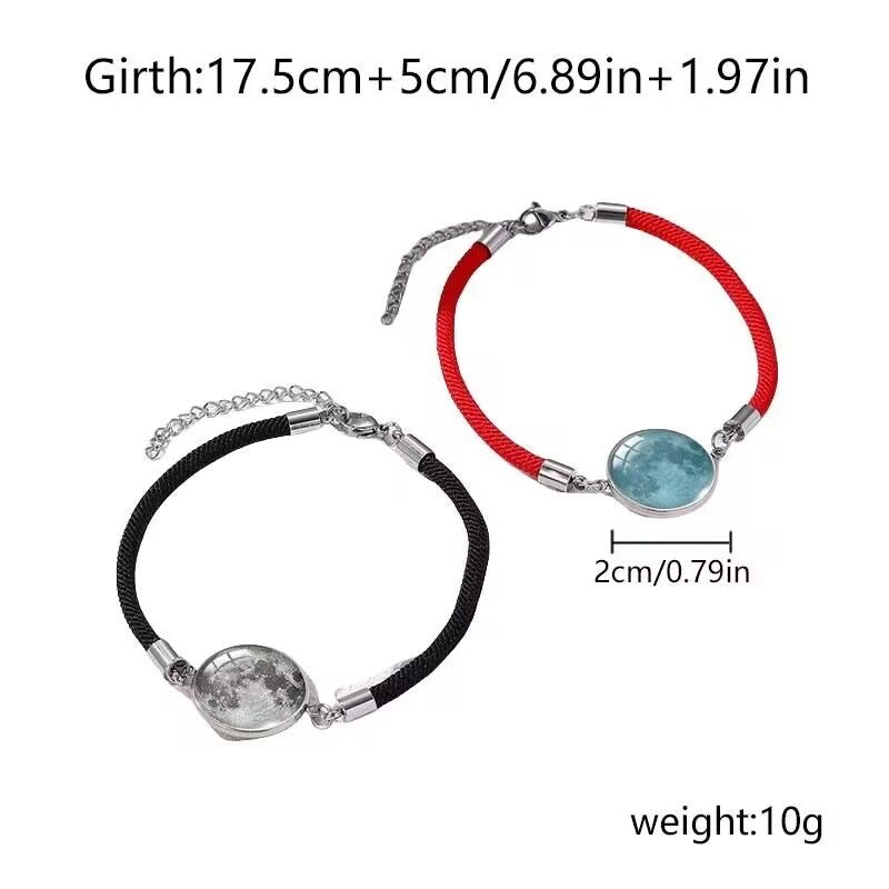 Trendy stainless steel bracelet with sun and moon design, perfect for lovers and friends, woven hand rope, Valentine's Day couple glow-in-the-dark bracelet.