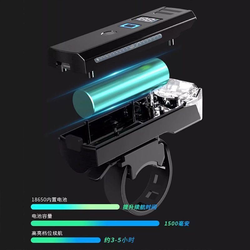 Super bright, rechargeable, rainproof mountain bike/student cycling headlight, high-powered flashlight, suitable for night riding and outdoor use.