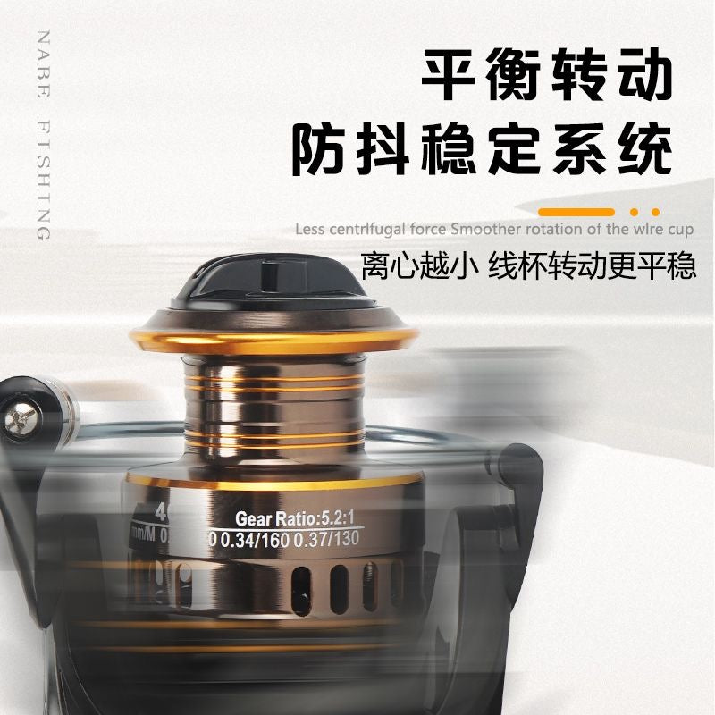 NABE Ultra Smooth All-Metal Spinning Reel Fishing Reel Fishing Line Reel Sea Rod Reel HE Fishing Reel Casting Reel Fishing Tackle