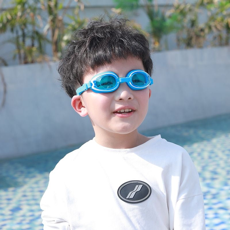 Feike Children's Swimming Goggles, Boys' and Girls' Swimming Goggles, High-Definition Anti-Fog, Prescription Swimming Goggles and Swim Cap Set