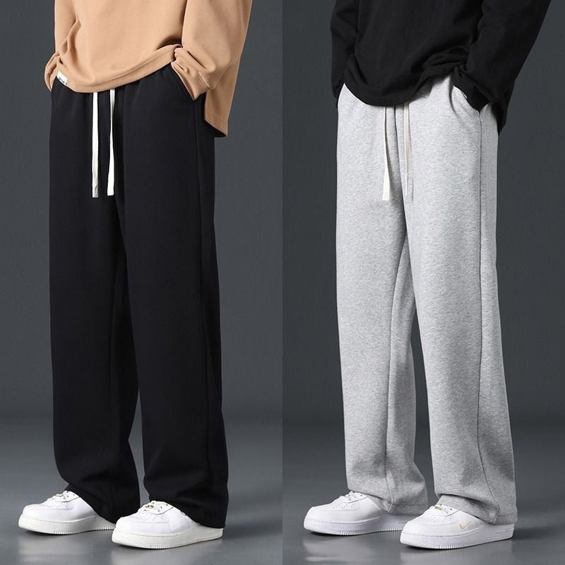 Straight-leg athletic sweatpants for spring and summer, loose fit, versatile, slimming, long pants, trendy plus size straight-leg casual pants for students.