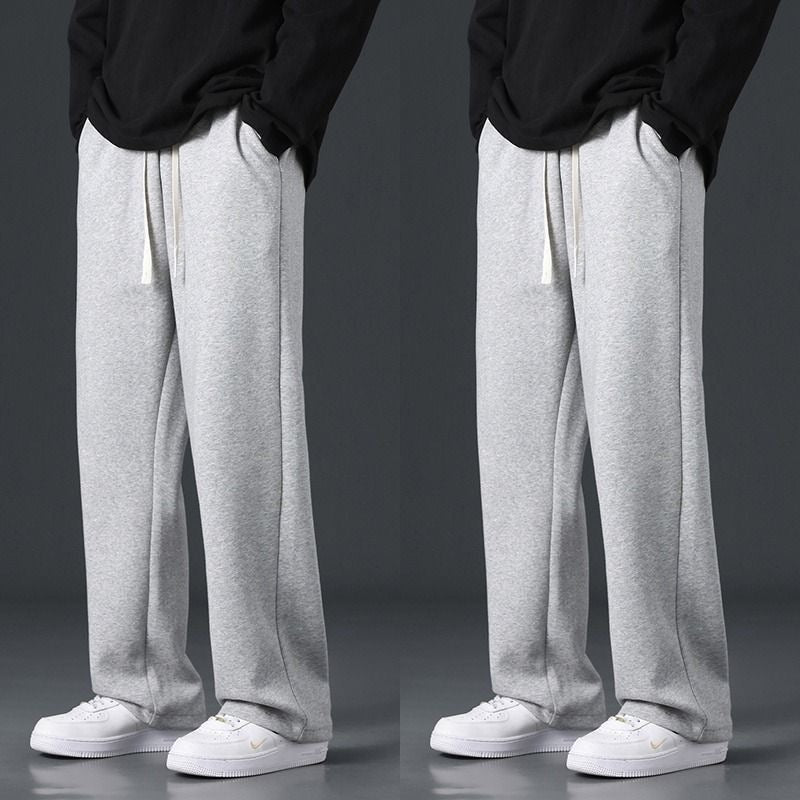Straight-leg athletic sweatpants for spring and summer, loose fit, versatile, slimming, long pants, trendy plus size straight-leg casual pants for students.