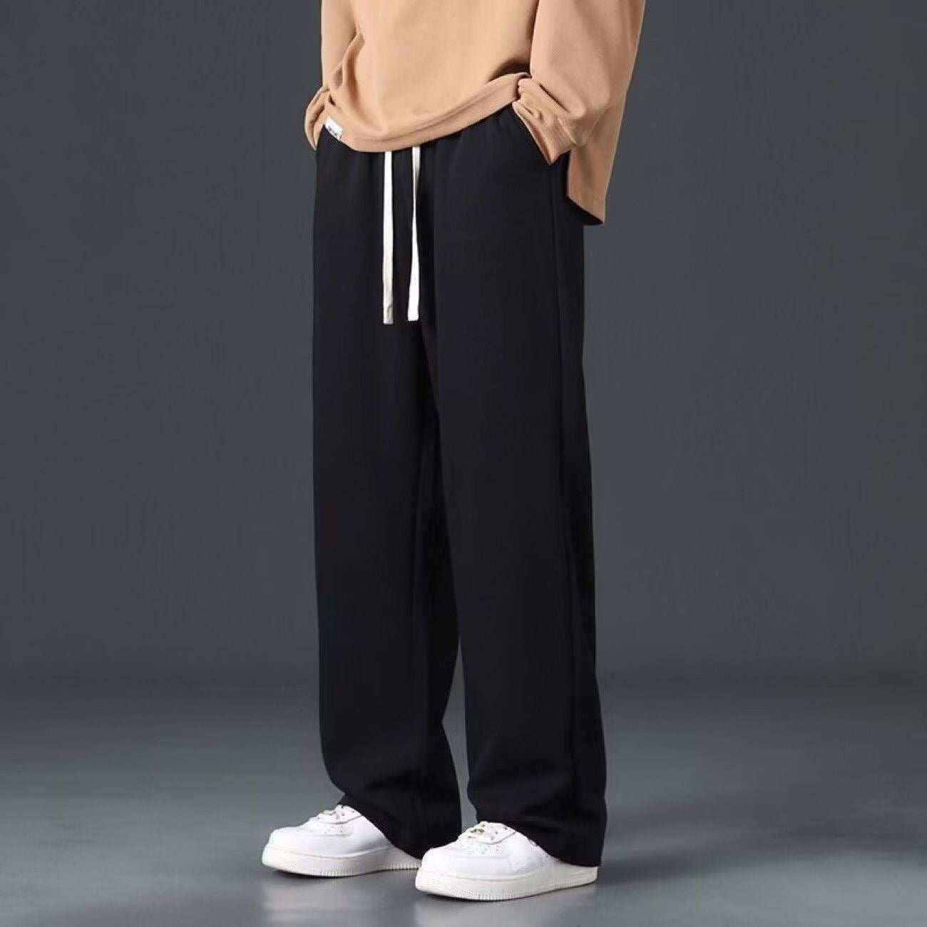 Straight-leg athletic sweatpants for spring and summer, loose fit, versatile, slimming, long pants, trendy plus size straight-leg casual pants for students.