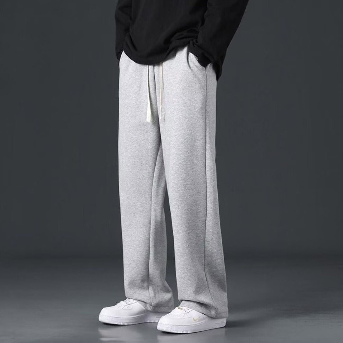 Straight-leg athletic sweatpants for spring and summer, loose fit, versatile, slimming, long pants, trendy plus size straight-leg casual pants for students.