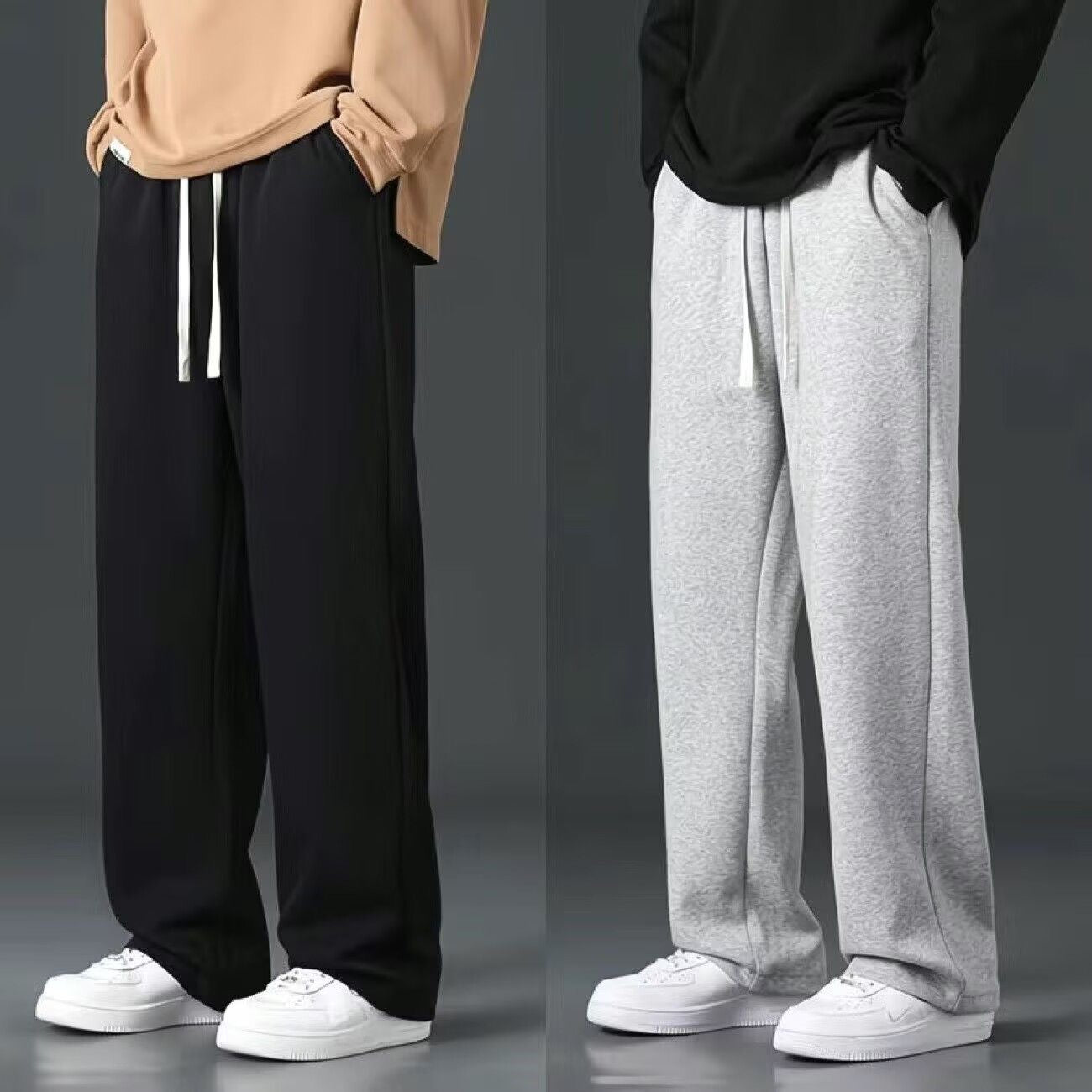 Straight-leg athletic sweatpants for spring and summer, loose fit, versatile, slimming, long pants, trendy plus size straight-leg casual pants for students.
