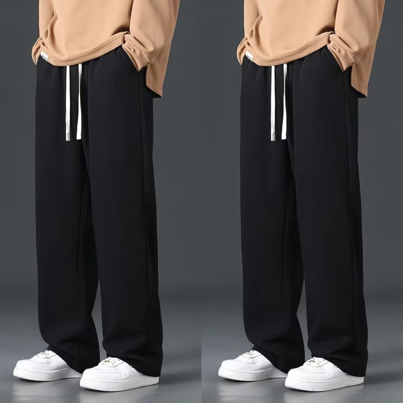Straight-leg athletic sweatpants for spring and summer, loose fit, versatile, slimming, long pants, trendy plus size straight-leg casual pants for students.