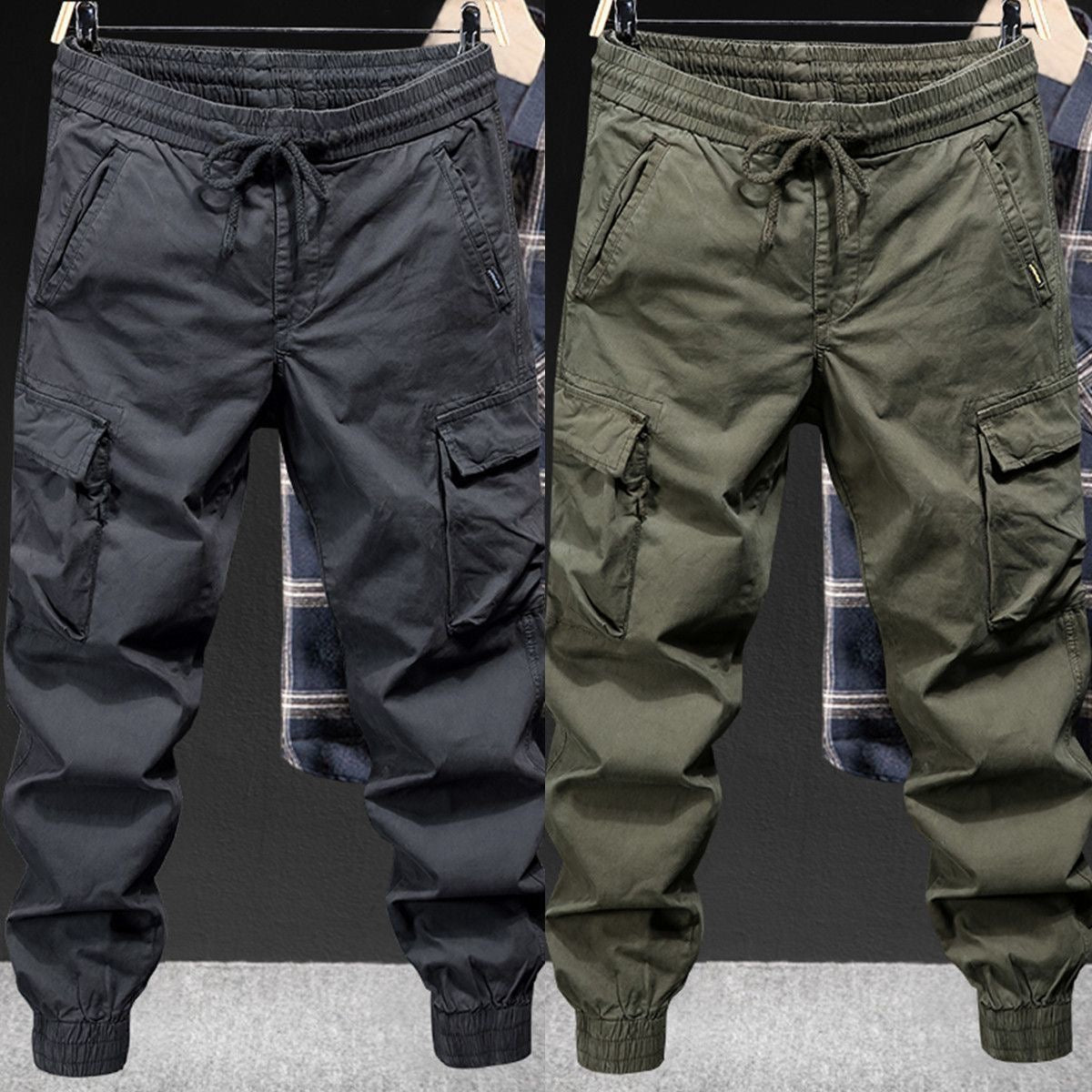 American-style durable multi-pocket men's work pants for spring and autumn, loose fit, plus size, casual, outdoor sports, work, new style long pants