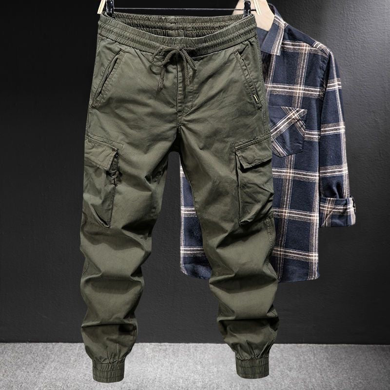 American-style durable multi-pocket men's work pants for spring and autumn, loose fit, plus size, casual, outdoor sports, work, new style long pants
