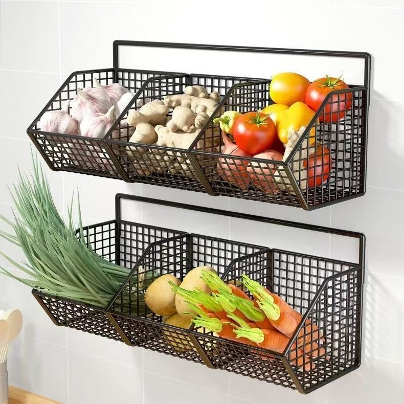 Kitchen storage basket for scallions, ginger, and garlic; vegetable basket; hanging basket for ginger and garlic; wall-mounted spice box; wall-mounted magic device