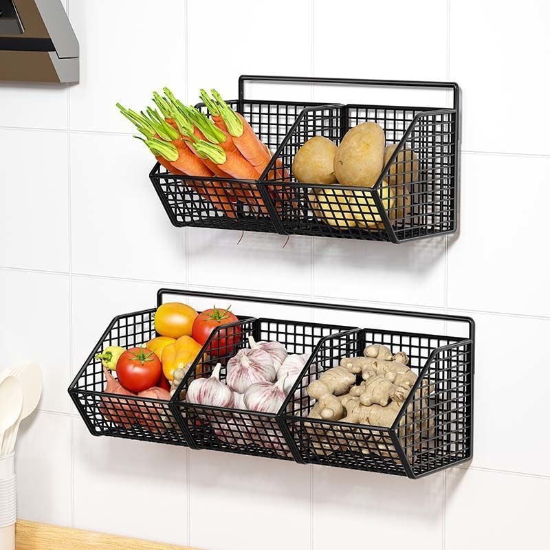 Kitchen storage basket for scallions, ginger, and garlic; vegetable basket; hanging basket for ginger and garlic; wall-mounted spice box; wall-mounted magic device