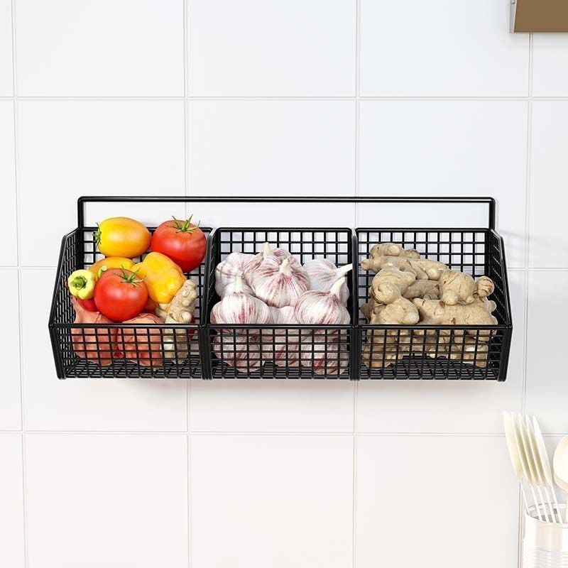 Kitchen storage basket for scallions, ginger, and garlic; vegetable basket; hanging basket for ginger and garlic; wall-mounted spice box; wall-mounted magic device
