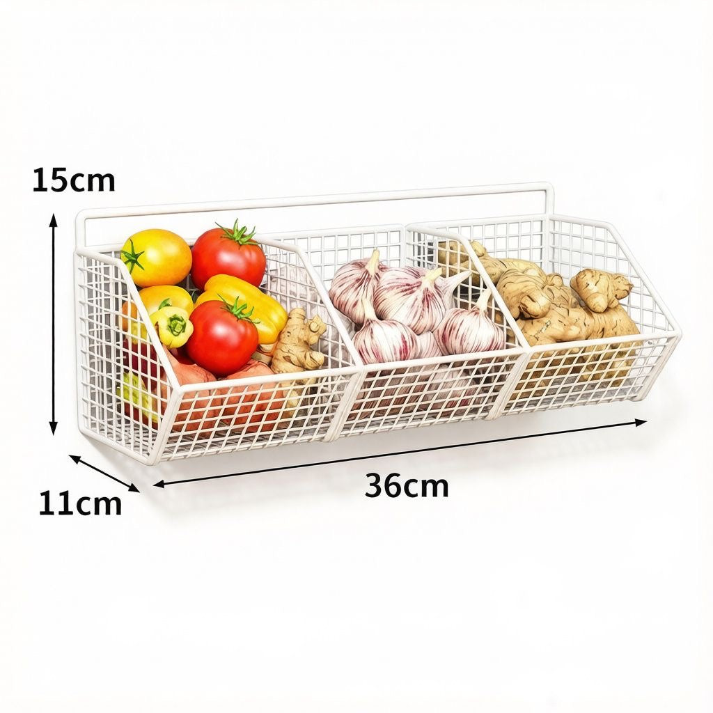 Kitchen storage basket for scallions, ginger, and garlic; vegetable basket; hanging basket for ginger and garlic; wall-mounted spice box; wall-mounted magic device