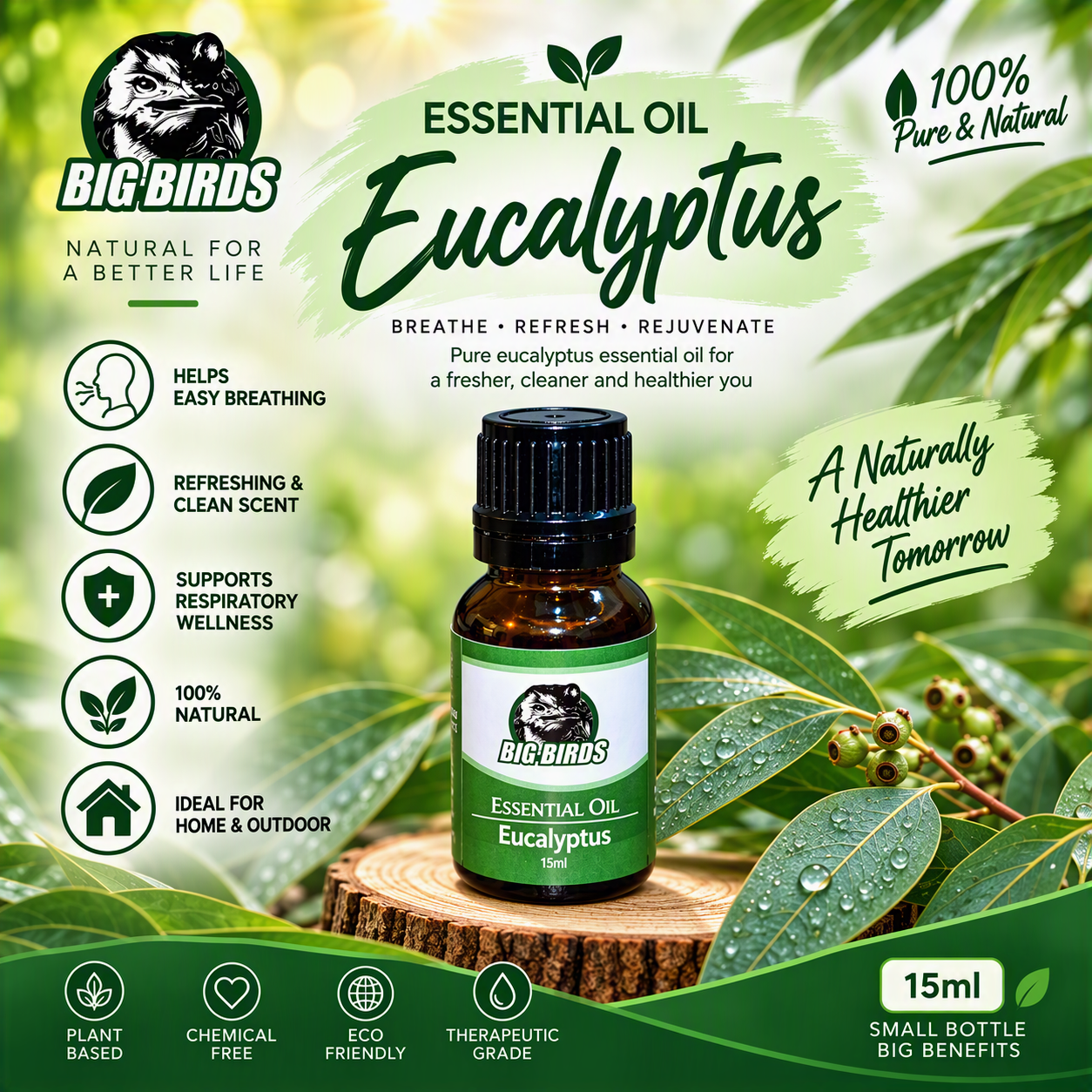 Eucalyptus essential Oil 15 ml (Diluted With Extra Virgin Olive Oil)